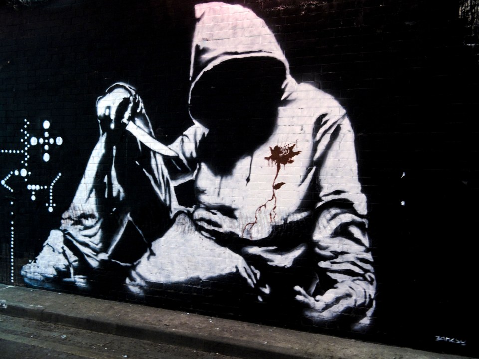 Hoodie With Knife was painted on a wall in London's Waterloo