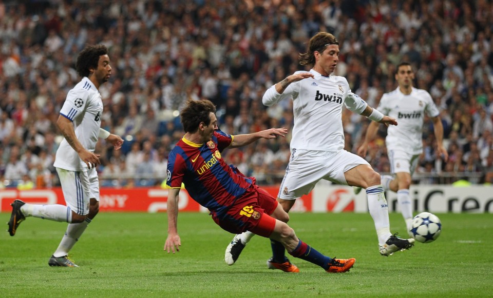 Messi dribbed last the Real Madrid defenders before tucking into the corner