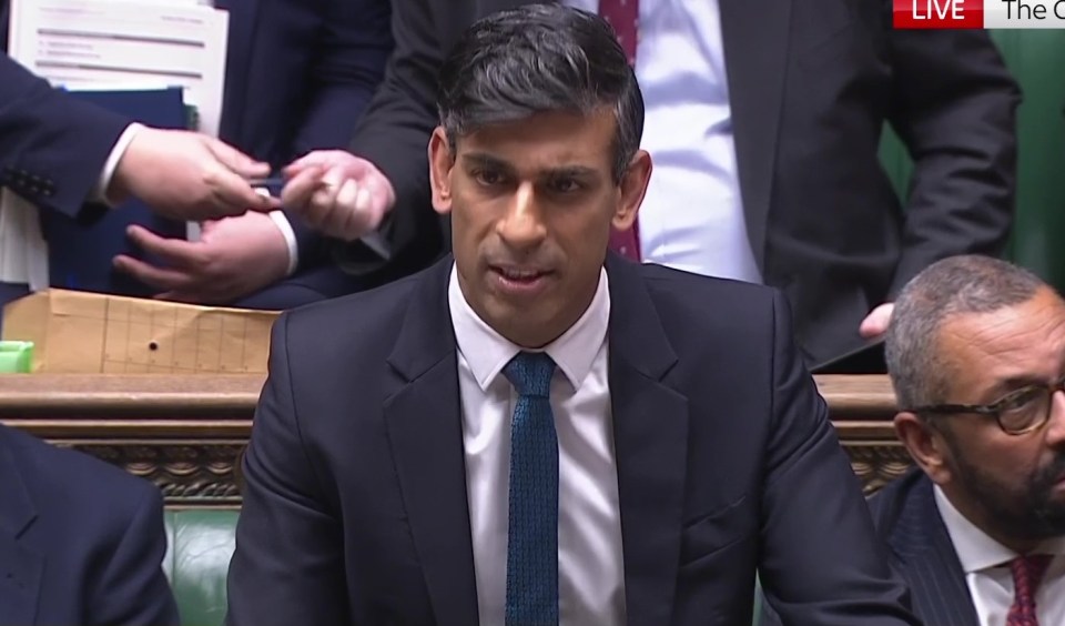 Rishi Sunak in the Commons today after suffering another major blow today after the Supreme Court ruled Rwanda deportation flights to be unlawful