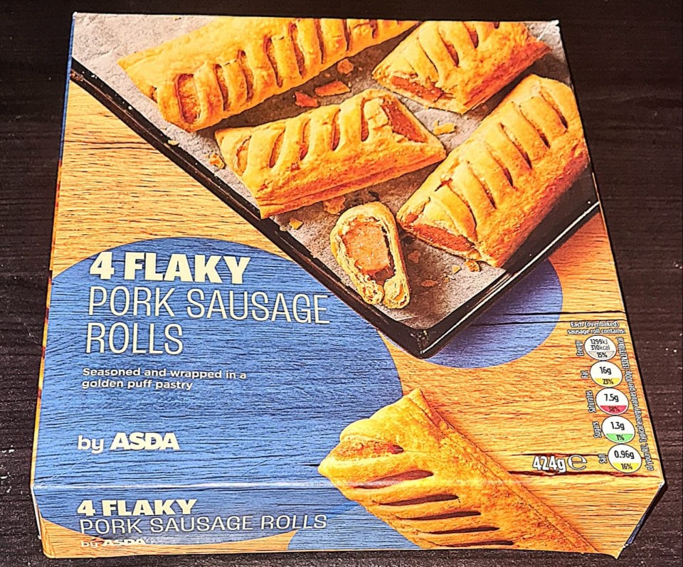 Asda flaky pork sausage rolls cost £1.05 for a pack of four