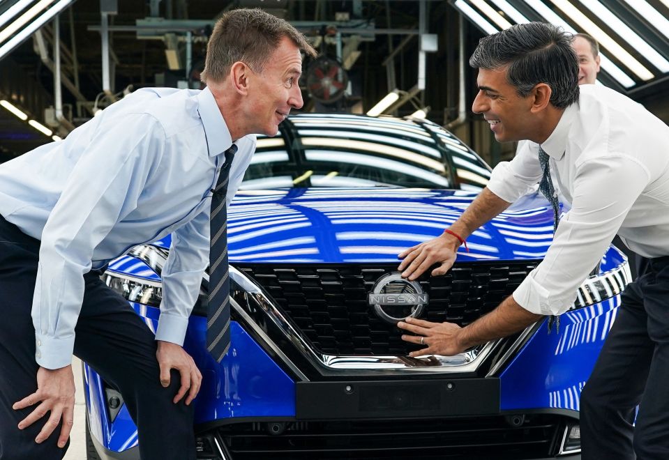 Rishi Sunak and Chancellor Jeremy Hunt visited Nissan's Sunderland plant - where £2billion investment will see three new EVs being built