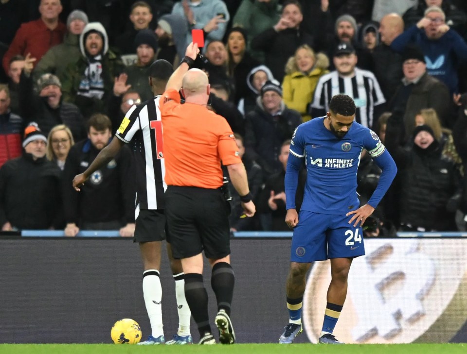 James was later sent off at St James' Park