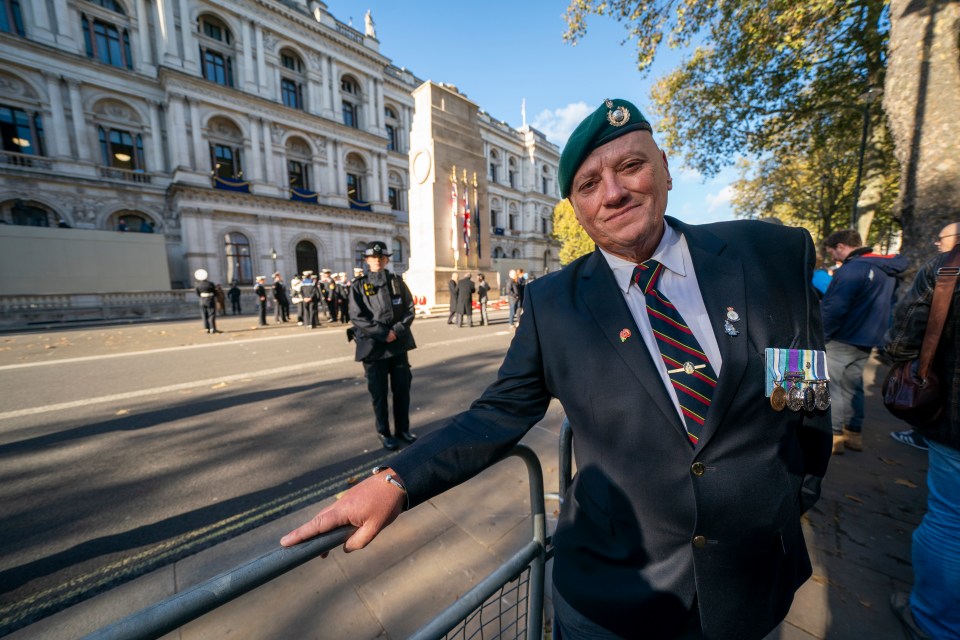 Sergeant Major Jeff Williams stood on the 'sacred ground' at the Cenotaph to remember his fallen comrades today