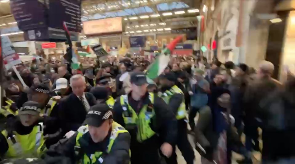 Michael Gove also got caught in the protest at a London train station