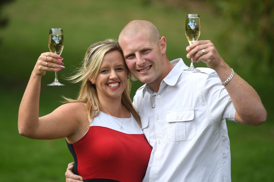 Charlotte Peart and husband Daniel celebrating their win