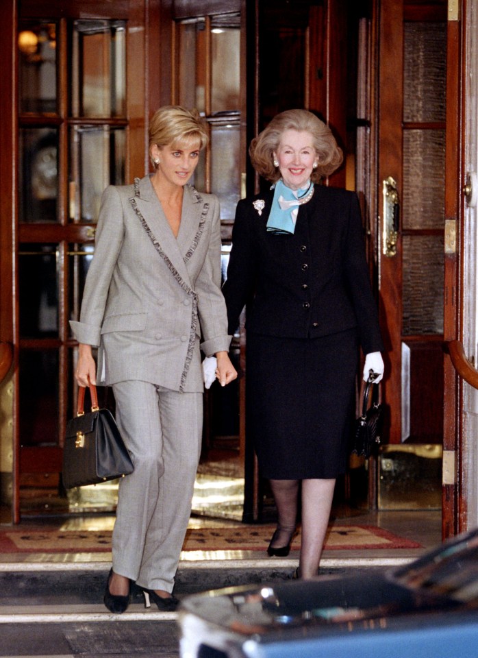  Raine pictured with Princess Diana outside The Connaught Hotel in Mayfair, London