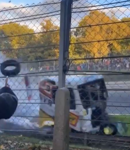 The trucks smashed into the barrier where spectators were standing