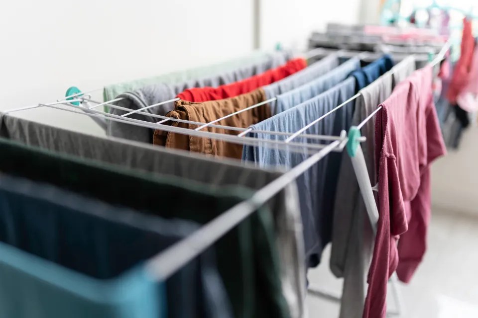 How you hang your clothes on an airer can speed up or slow down drying time