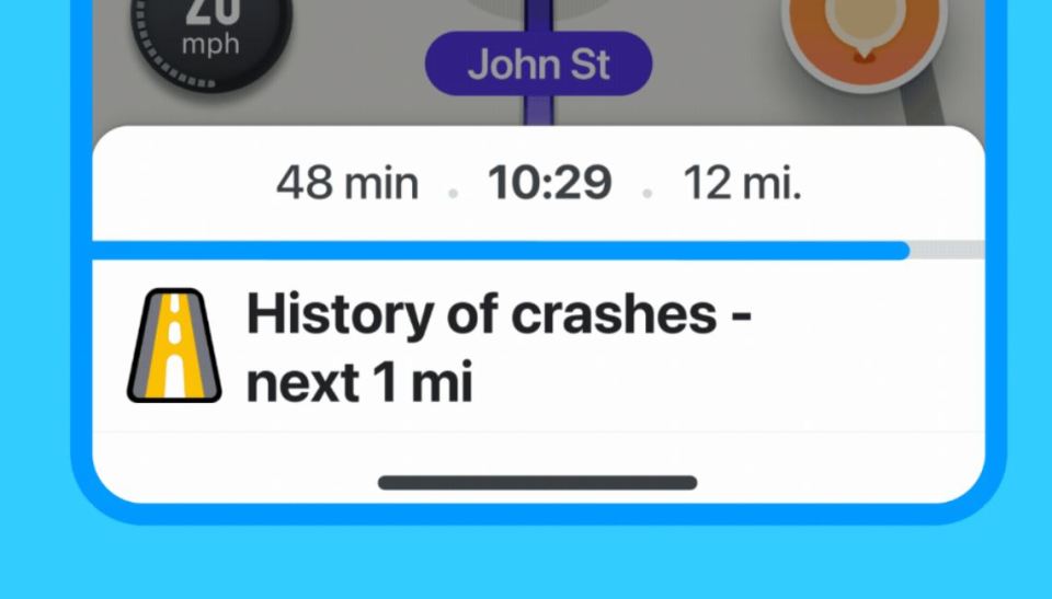 The app can warn you if a particular road has a history of crashes