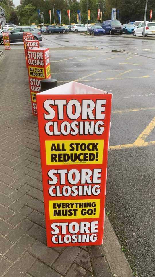 The store now has a closing down sale, with posters in and outside the store that state “all stock is reduced” and that “everything must go”