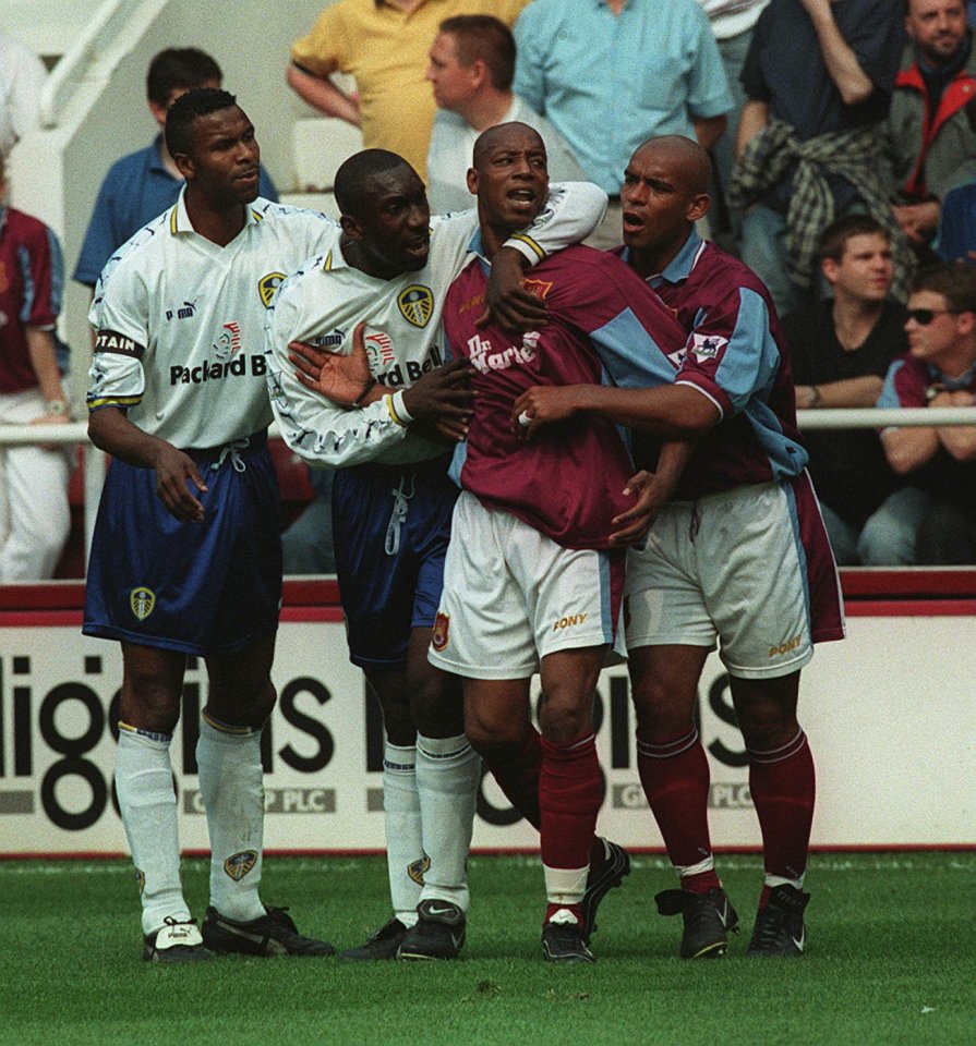 Ian Wright lost it after being sent-off for West Ham against Leeds in 1999