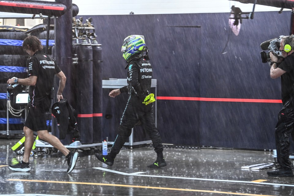 Drivers including Lewis Hamilton were caught out by the sudden storm