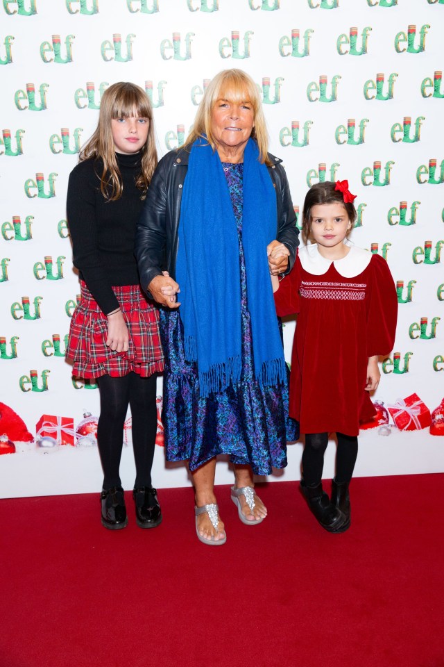 Linda Robson pictured with her grandchildren at the premiere of Elf The Musical in London’s Dominion theatre