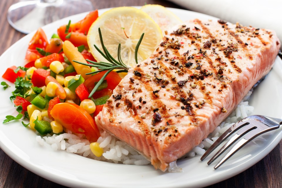 Grilled Salmon Fillet and Mixed Vegetables