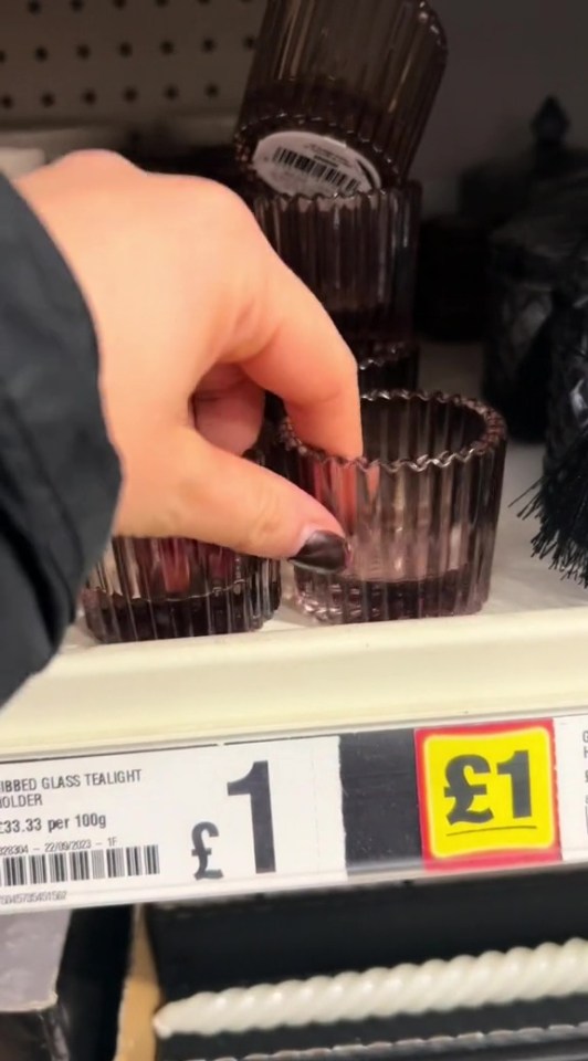 She found glass tealight holders for £1