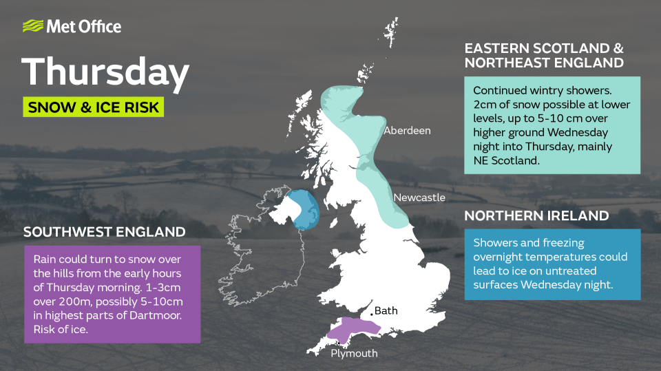 Snow and ice is expected across the UK on November 30