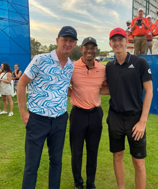 Seb and Petr alongside golfing icon Tiger Woods