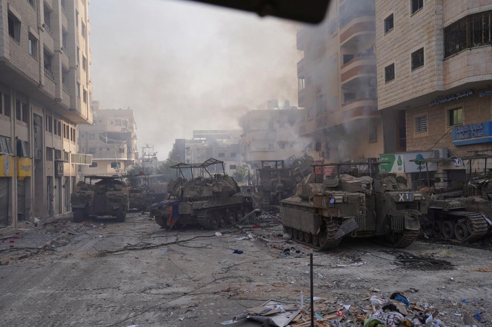 Israeli armoured tanks on the ground in Gaza