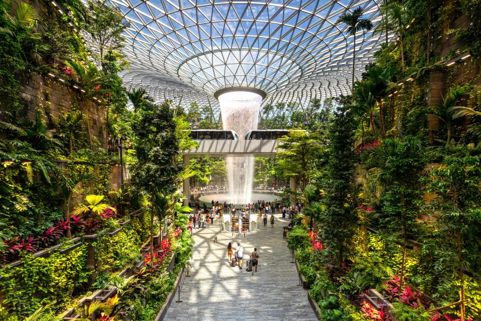 Changi Airport is known for having the biggest indoor waterfall in the world