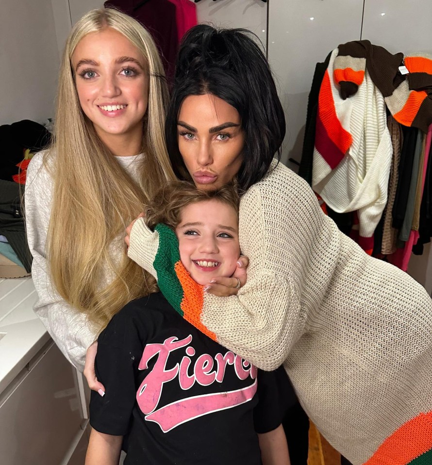 Katie Price pictured with her oldest daughter Princess and Bunny (middle)