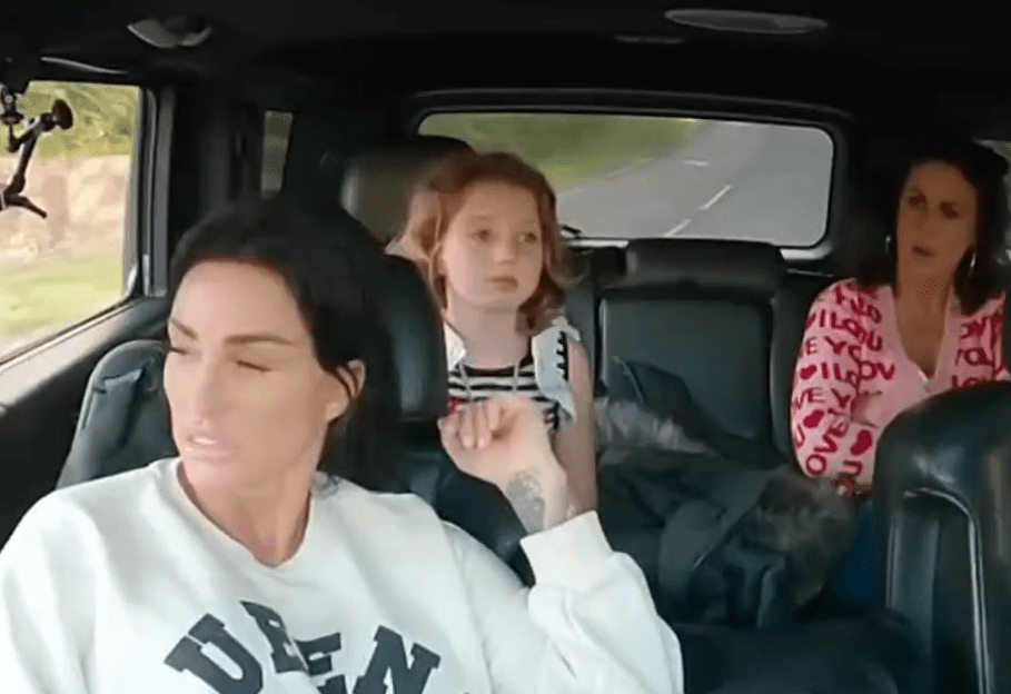 Katie Price's daughter, Bunny, was sat in the backseat of the vehicle without a seatbelt