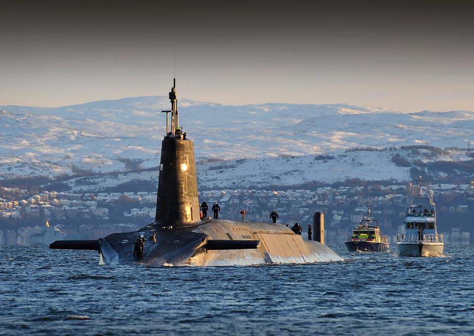 A Royal Navy submarine was saved moments from disaster after it sunk towards crush depth (file photo)