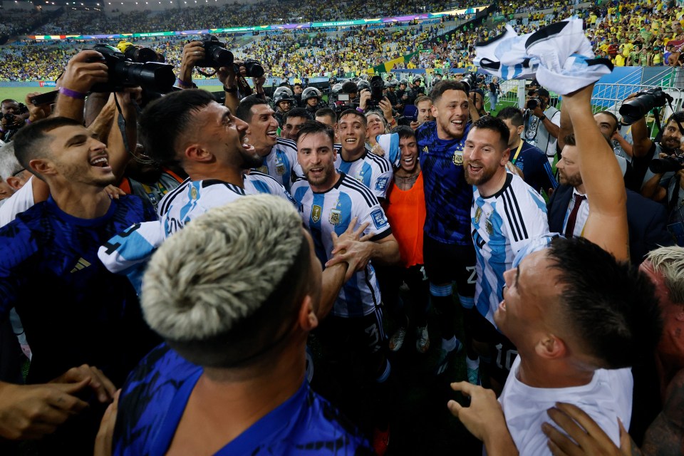 Lionel Messi leads his team's celebrations