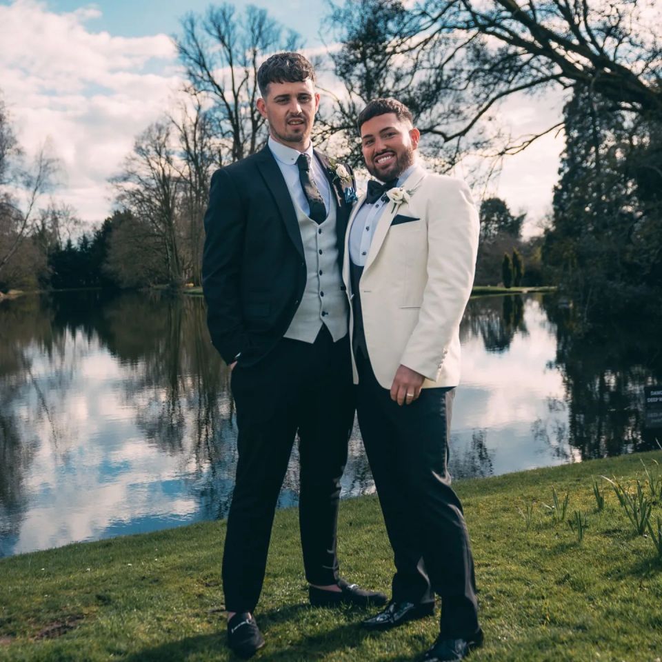 Mark with husband Sean on their TV show wedding day