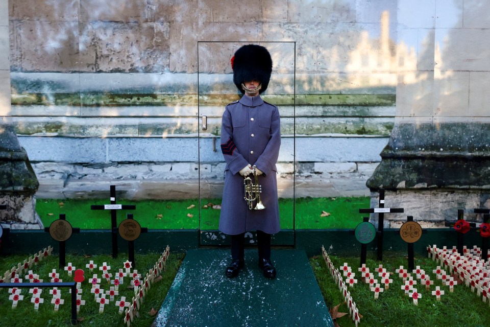 Martin Leach, a Coldstream guards band bugler, played The Last Post at Westminster Abbey