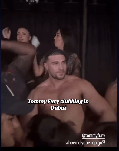 Tommy Fury was spotted dancing topless in a club