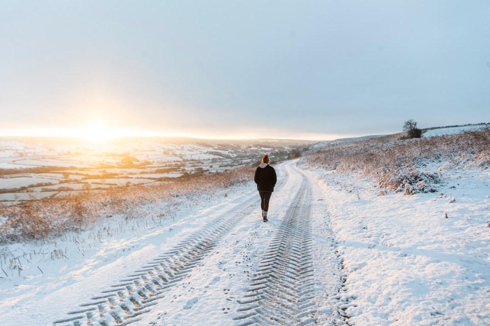 A snow warning is in place for large parts of the country