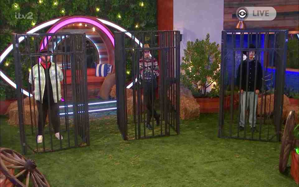 Jenkin, Jordan and Tom were all placed in cages ahead of the live eviction