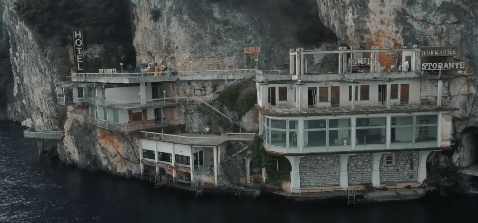 Hotel Ponale is nestled between the mountains clinging to a cliff