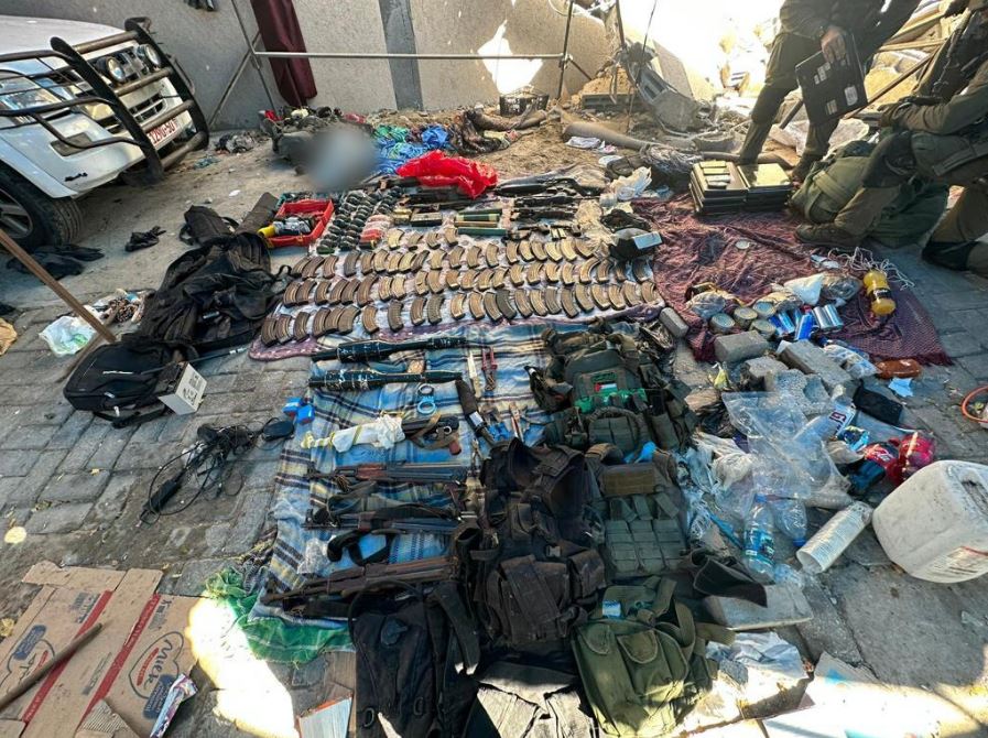 Troops also claim to have found loads of weapons and ammunition inside a pick-up truck