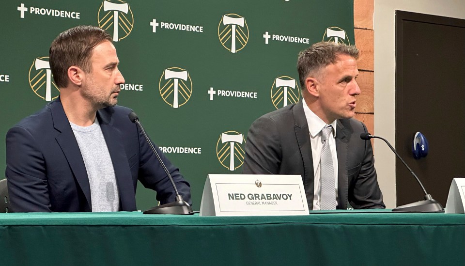 Portland general manager Ned Grabavoy, left, has backed Neville to succeed