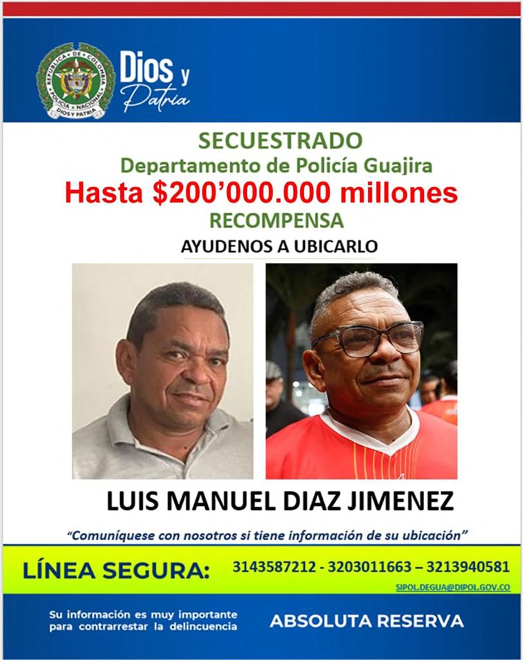 Colombian authorities have offered a reward of $200,000,000 Peso (£40,600) for his return