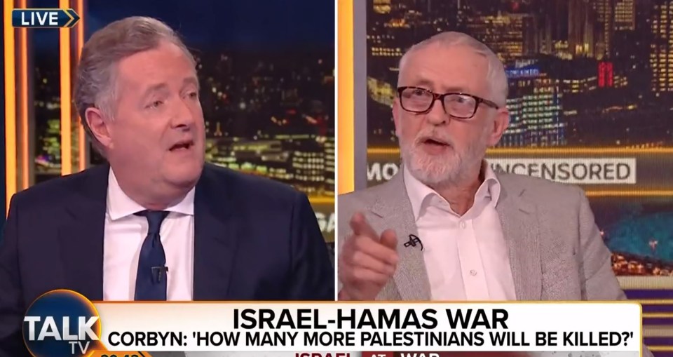 Jeremy Corbyn refuses to say if Hamas are terrorists when asked 40 times by TalkTV's Piers Morgan