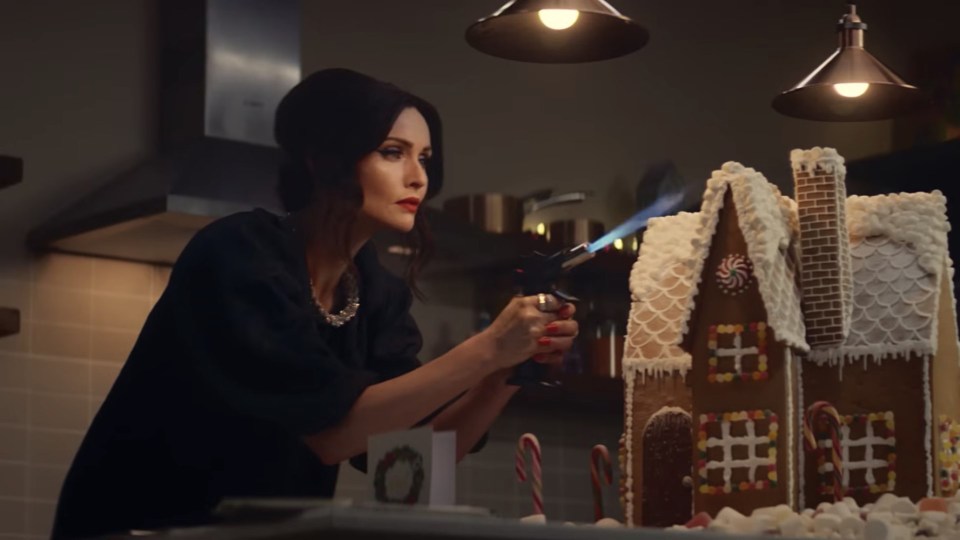 Sophie Ellis-Bextor using a blowtorch in the M&S ad