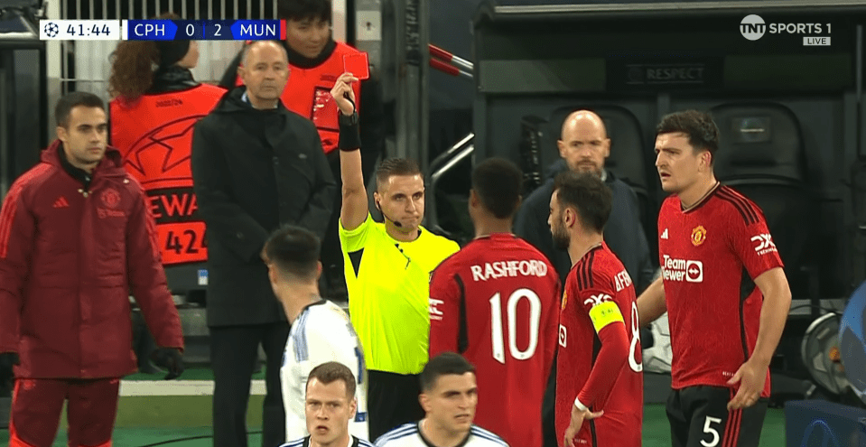 Rashford was shown a red card following a VAR check