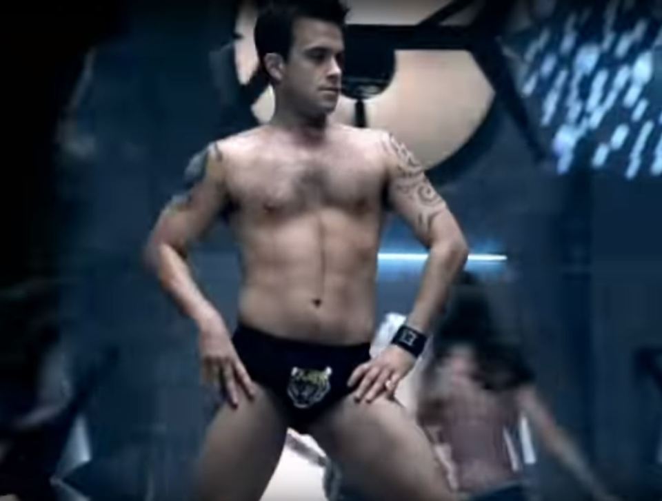 Robbie famously stripped to his pants in the 2000 music video for Rock DJ