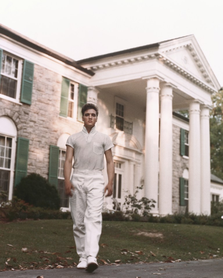 Elvis is pictured at Graceland in the 1950s. Priscilla says she wants to be laid to rest there - but not just yet