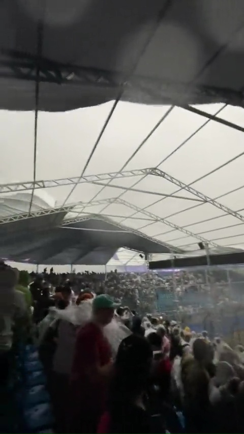 The roof of the grandstand near the final corner was ripped off