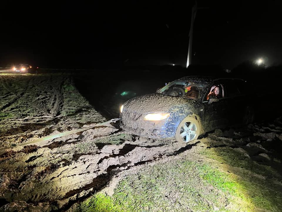 One of the stranded cars at the fireworks display in Ibstock