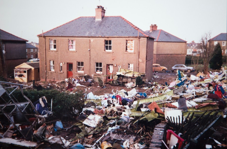 Peter Giesecke's garden the day after the Lockerbie disaster