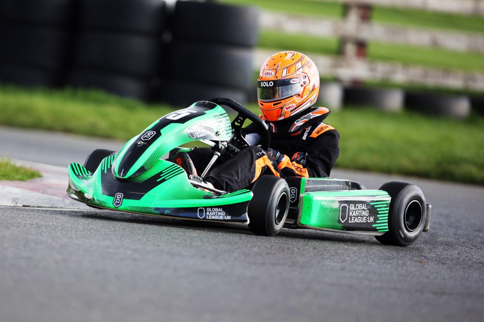 A junior karter gets to grips with the electric kart