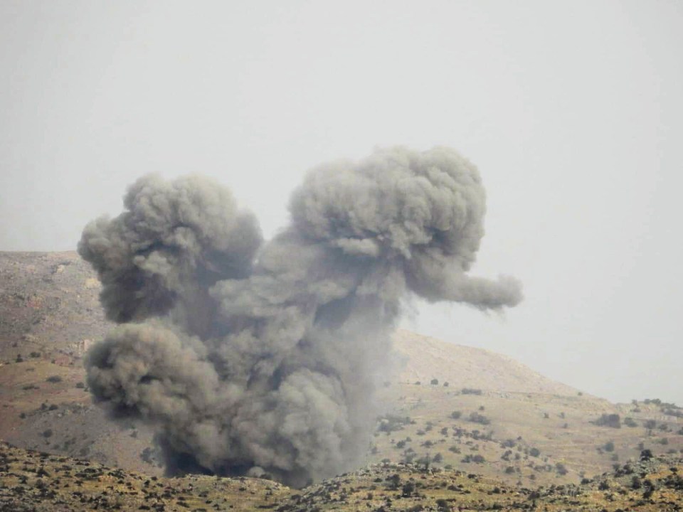 Smoke rises after an Israeli missile strike near a village in Lebanon in response to rockets fired by Hezbollah