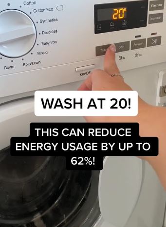 A woman has revealed that washing on a low temperature can save money