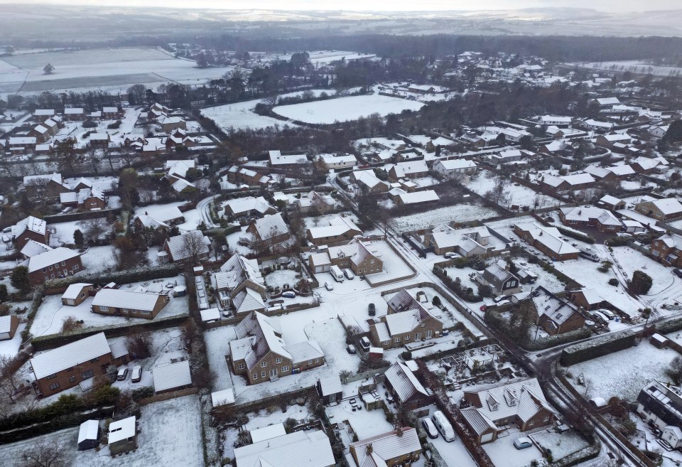 Snow has settled for residents in Swarland, Northumberland