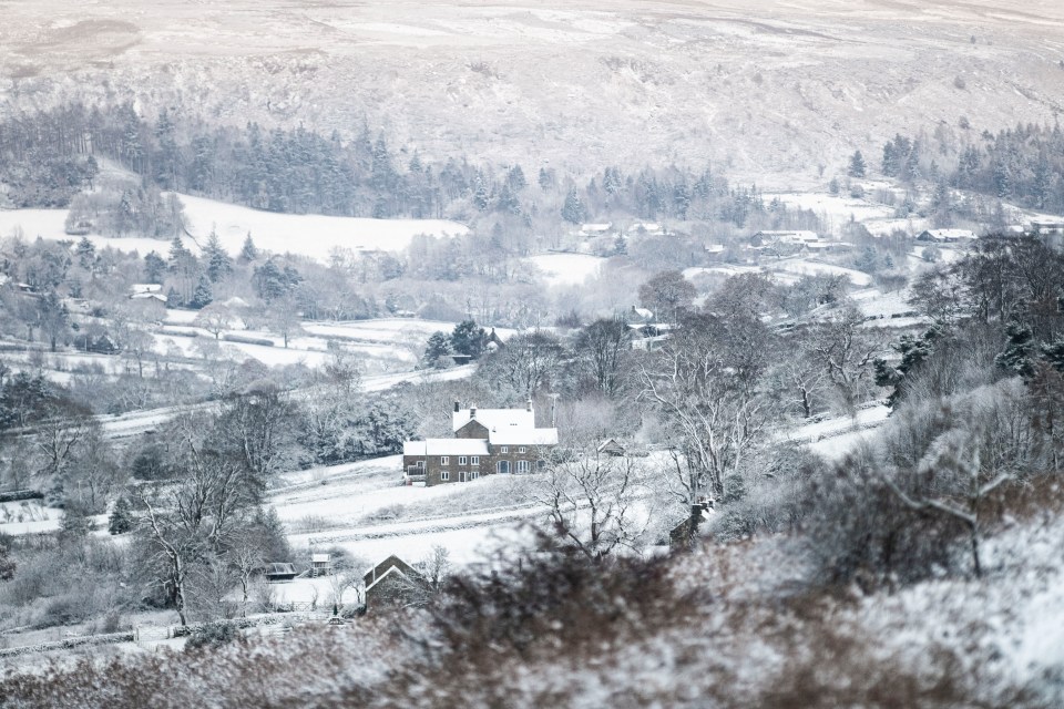 A winter wonderland scene in Castleton, North Yorkshire today