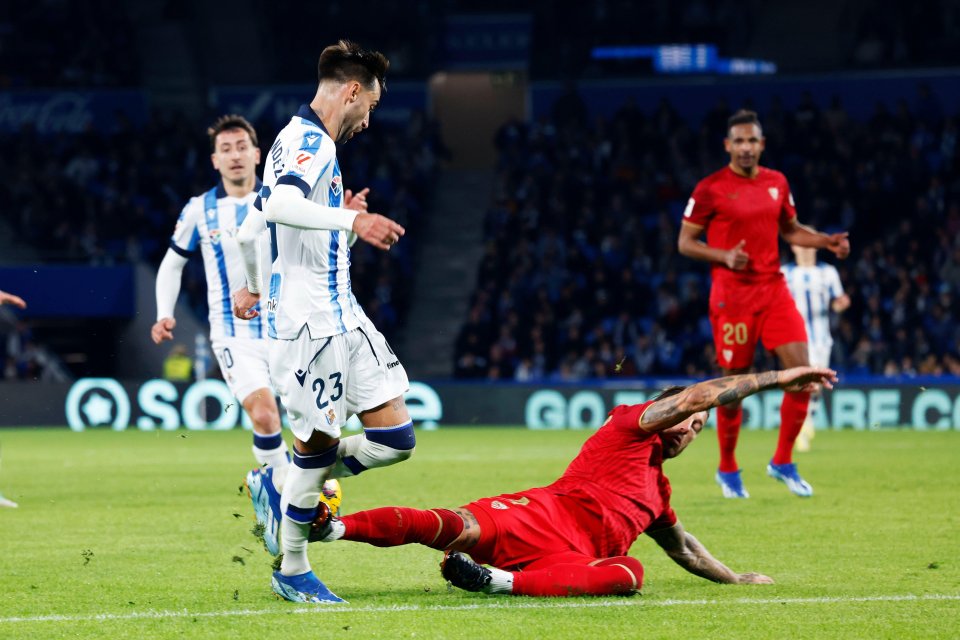 Sergio Ramos received TWO red cards for a shocking challenge during Sevilla's defeat to Real Sociedad